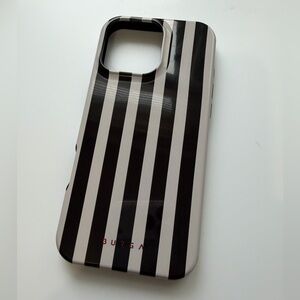 iPhone 16 Pro Max. BURGA Black and White Striped Phone Case